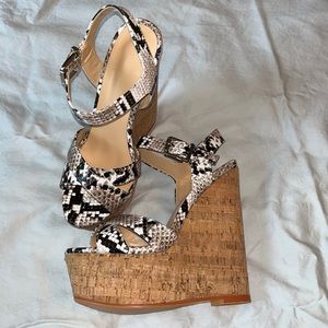 Snake skin tall wedges. Size 7